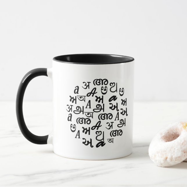 Mug Lettres de l'alphabet indien (Avec donut)