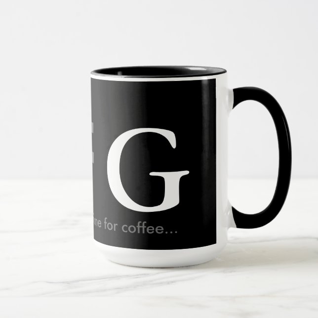 Mug lettres de nom des initiales en noir et blanc (Droite)