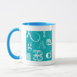 Mug Lettres décoratives sur Arrière - plan bleu