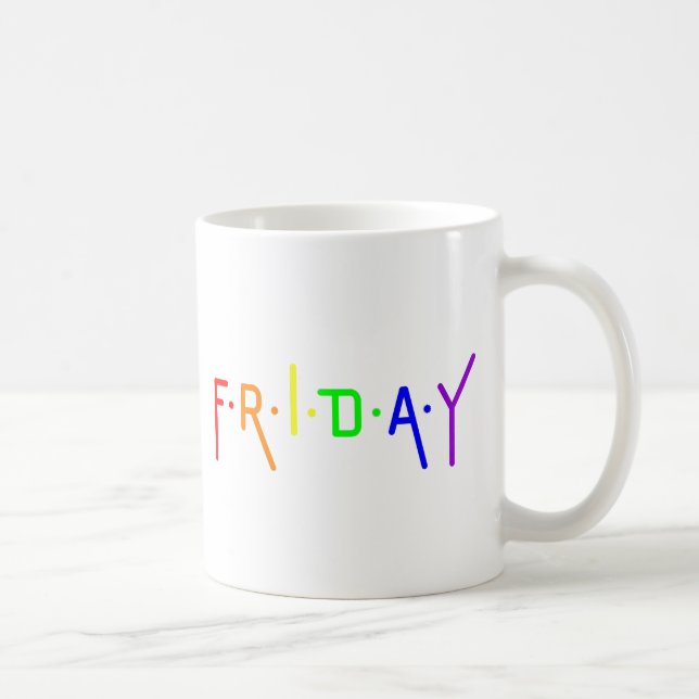 Mug Lettres design vendredi dans les couleurs arc-en-c (Droite)