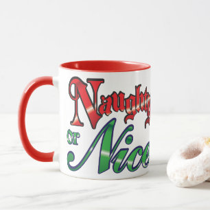 Mug Lettres rouges rétro Noël, Naughty ou Nice