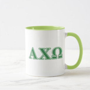 Mug Lettres vertes d'Omega de Chi d'Alphi