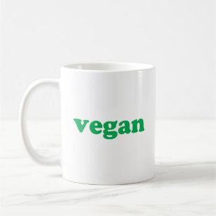 Mug lettres vertes "végétalien", fond blanc