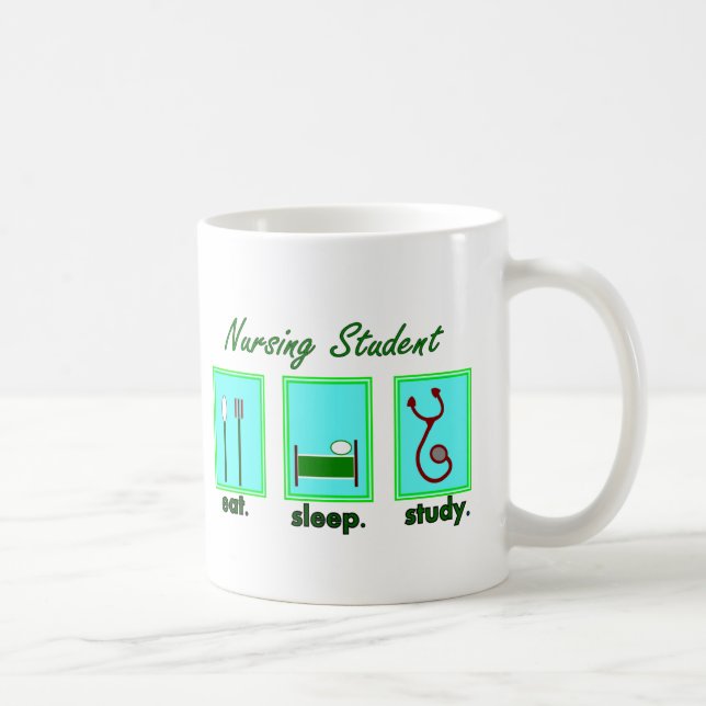 Mug l'étudiant de soins mangent l'étude de sommeil (Droite)