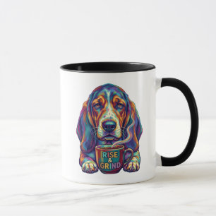 Mug Lève-toi et fais tourner Basset Hound Pop Art Café
