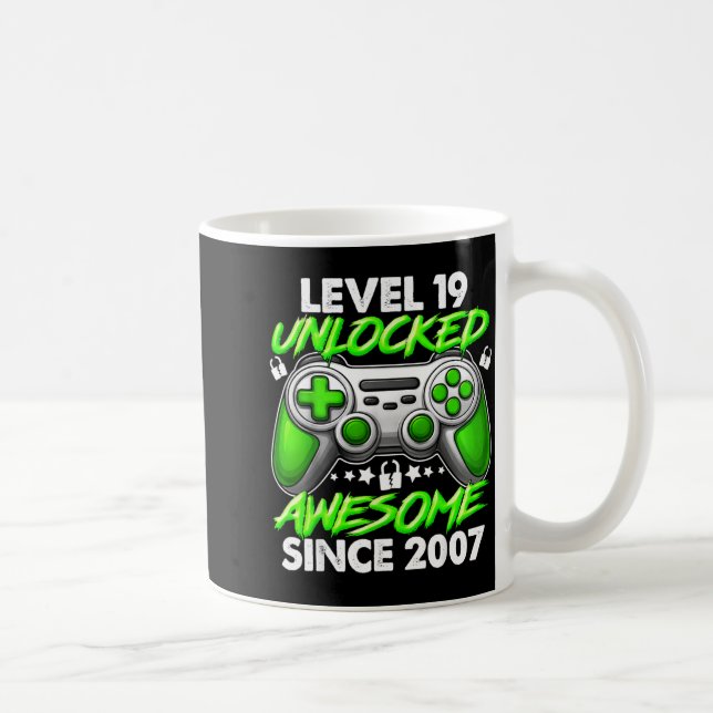 Mug Level 19 Unlocked 19 Year Old Boys 19th Birthday B (Droite)