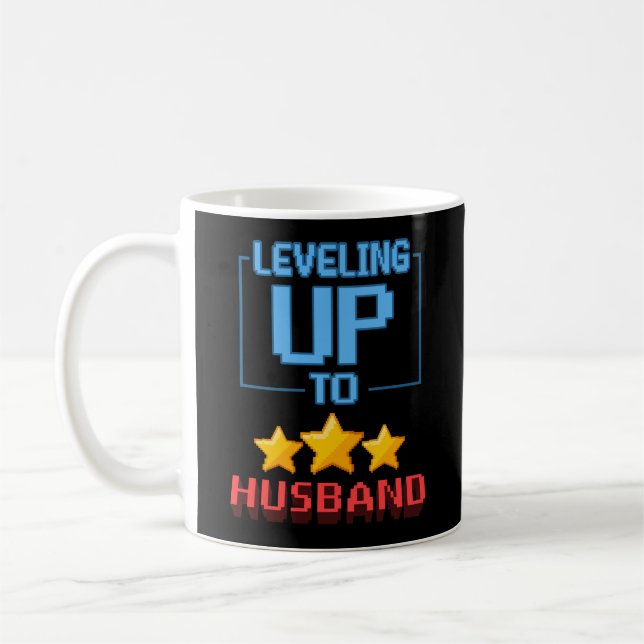 Mug Leveling Up To Husband Funny Groom To Be Bachelor (Gauche)