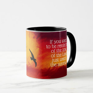 Mug Lever du soleil, oiseaux et citation religieuse Mu