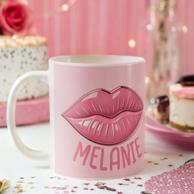 Mug Lèvres rose brillant en forme personnalisée (Créateur téléchargé)