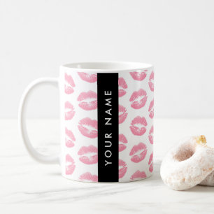 Mug Lèvres Roses, Baiser, Baguette à lèvres, Votre Nom