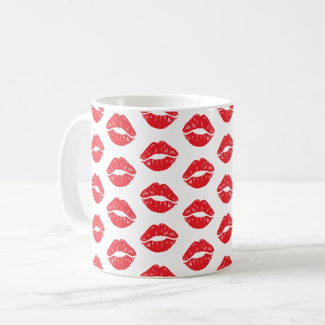 Mug Lèvres Rouges, Rouge À Lèvres, Baiser, Motif Des L (Devant gauche)