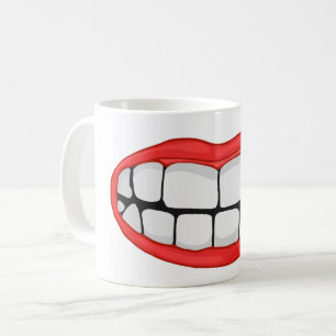 Mug lèvres rouges sourire avec de grandes dents