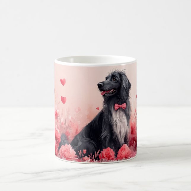 Mug Lévrier Afghan avec des Roses - Saint-Valentin  (Centre)