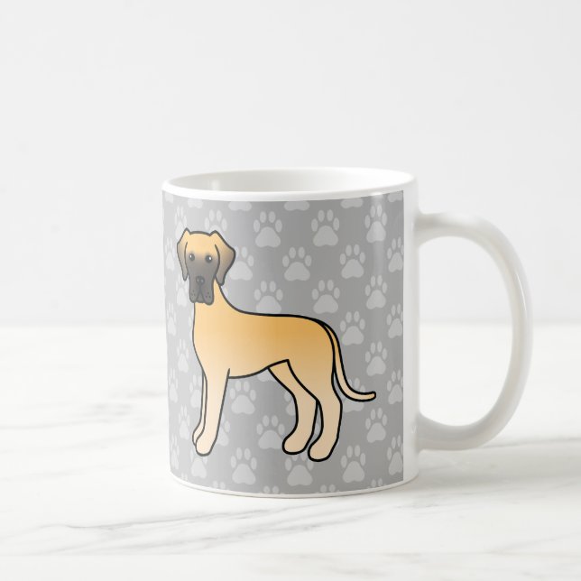 Mug Lévrier Cartoon Grand Danois sur fond gris (Droite)