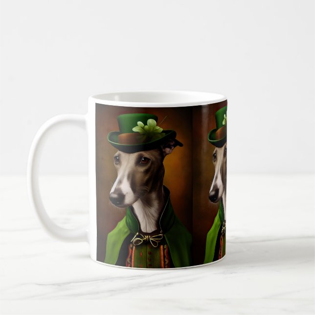 Mug Lévrier en robe de la Saint-Patrick (Gauche)