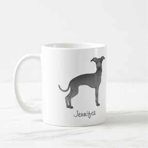 Mug Lévrier Italien Bleu Chien de Dessin Animé Mignon 