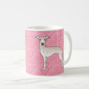 Mug Lévrier Italien Crème Chien Mignon Sur Cœurs Roses