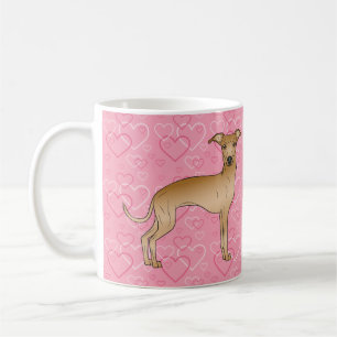 Mug Lévrier Italien Fauve Chien Mignon Sur Cœurs Roses