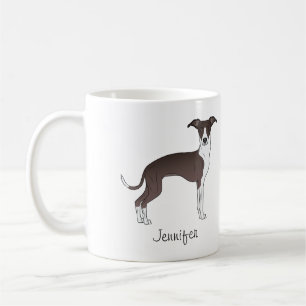 Mug Lévrier Italien Seal Et Blanc Avec Nom Personnalis