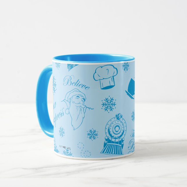 Mug L'Express polaire | Motif d'icône de vacances bleu (Devant gauche)