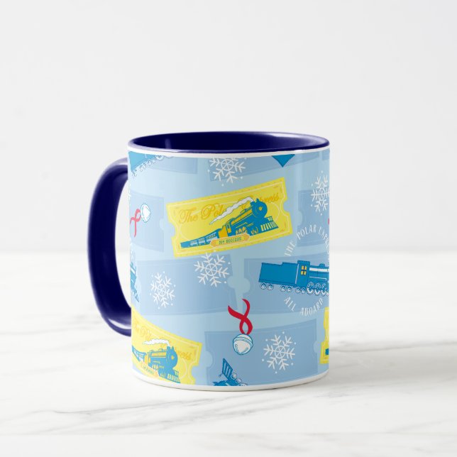 Mug L'Express polaire | Retro Train & Ticket Motif (Devant gauche)