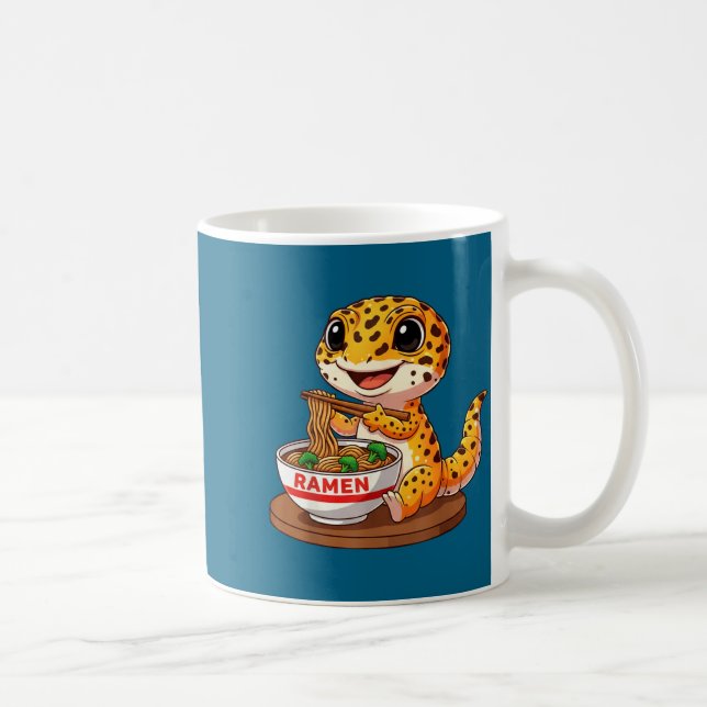 Mug Lézard drôle reptile gecko léopard mangeant Ramen  (Droite)