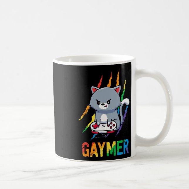 Mug Lgbt Cat Pride Shirt Rainbow Vidéo Amateurs de jeu (Droite)