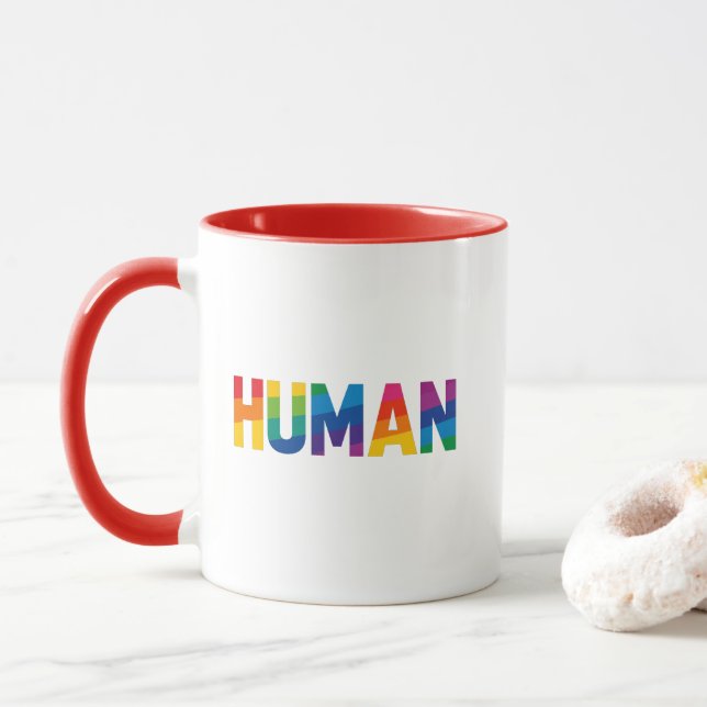 Mug LGBT Gay Pride Humain Arc-en-ciel (Avec donut)