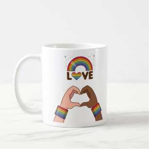 Mug LGBT+Pride. Aimez l'arc-en-ciel. Cœur.