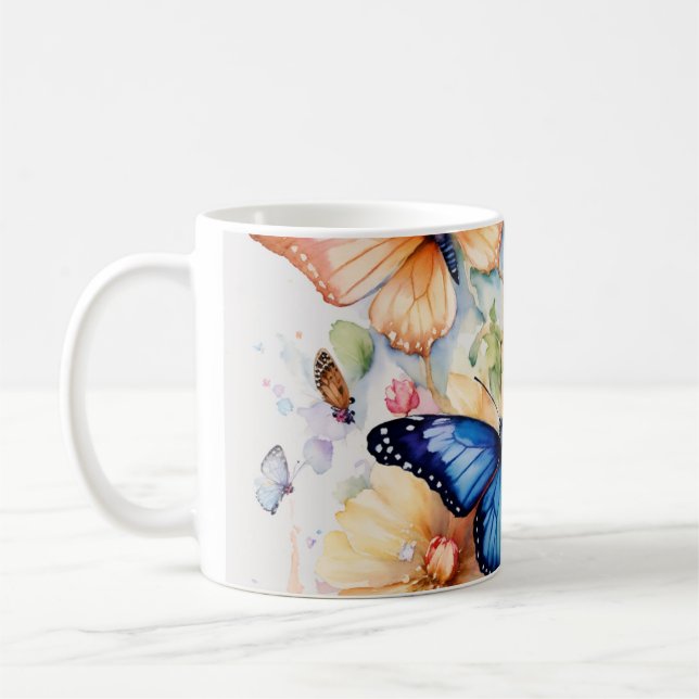 Mug L'harmonie de la nature : papillon & T-shirt fleur (Gauche)