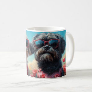 Mug Lhasa Apso avec Roses de cœur pour la Saint-Valent