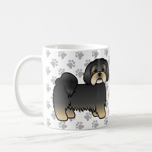 Mug Lhasa Apso noir et feu Chien de dessin animé migno (Gauche)