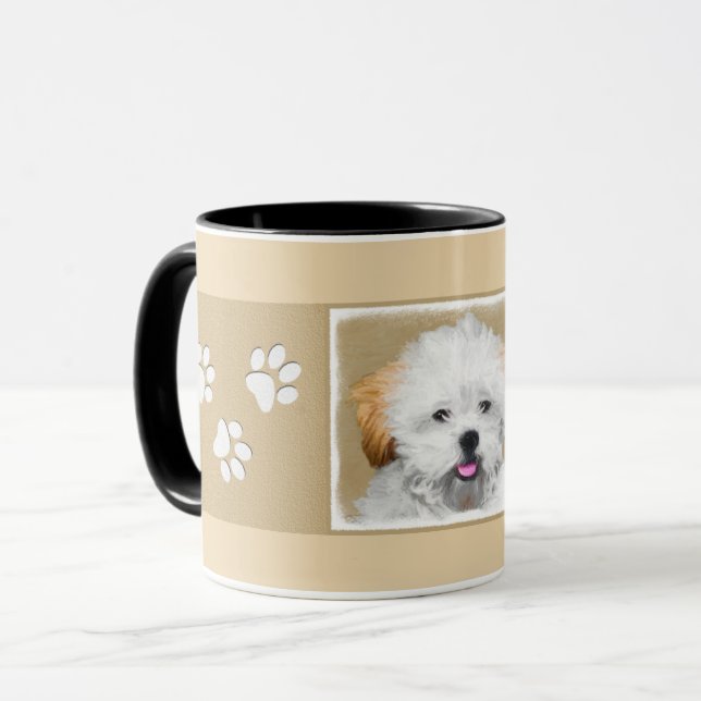 Mug Lhasa Apso Puppy Peinture - Cute Original Chien Ar (Devant gauche)