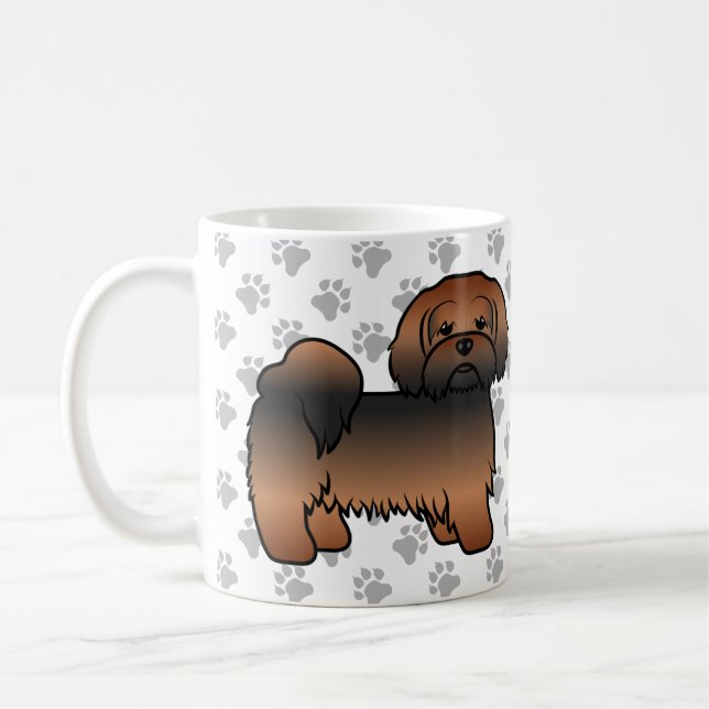 Mug Lhasa Apso Sable Rouge Chien de Dessin Animé Migno (Gauche)