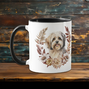 Mug Lhassa Apso Chien Automne Wreath