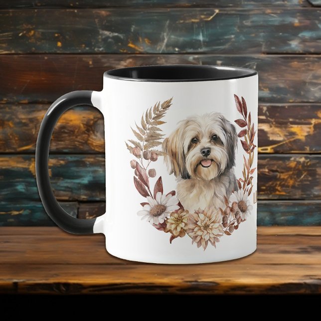 Mug Lhassa Apso Chien Automne Wreath (Créateur téléchargé)