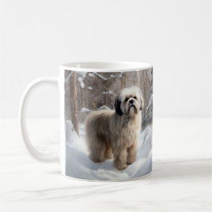Mug Lhassa Apso Laisse Neige Noël