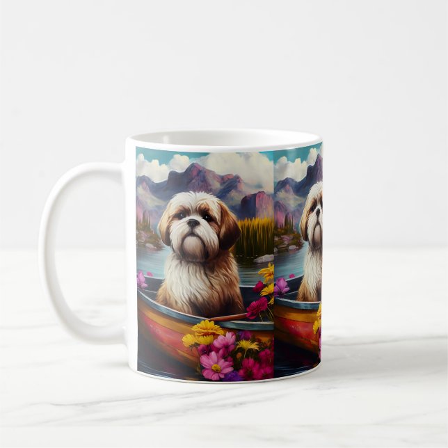 Mug Lhassa Apso sur une rame : une aventure Pittoresqu (Gauche)