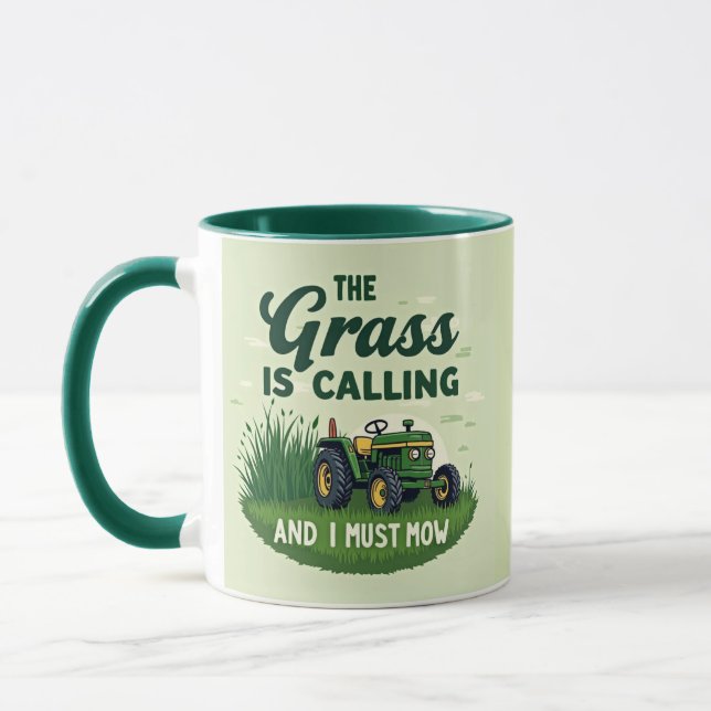 Mug L'herbe appelle et je dois tondre (Gauche)