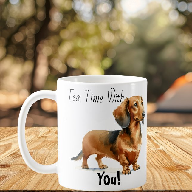 Mug L'heure du thé avec vous ! Dachshund Mignon (Créateur téléchargé)