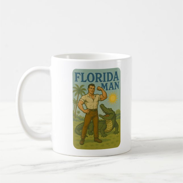 Mug L'homme de Floride ami de l'alligator drôle rétro  (Gauche)