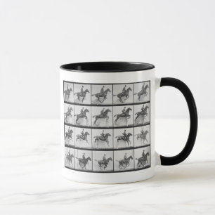 Mug L'homme et le cheval sautant une barrière,