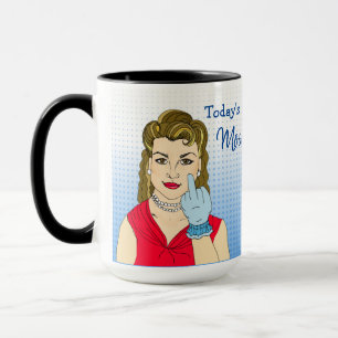 Mug L'humeur d'aujourd'hui, une dame rétro qui renvers