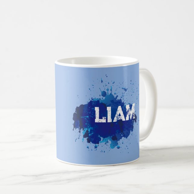 Mug Liam nom personnalisé bleu (Devant droit)