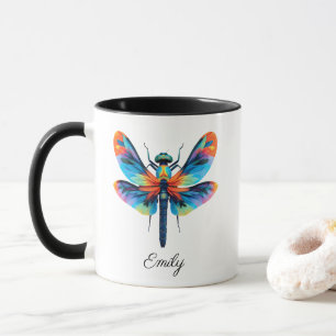 Mug Libellule Arc-en-Ciel Nom Personnalisé 