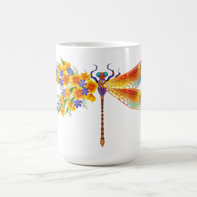 Mug libellule de fleurs jaunes (Centre)