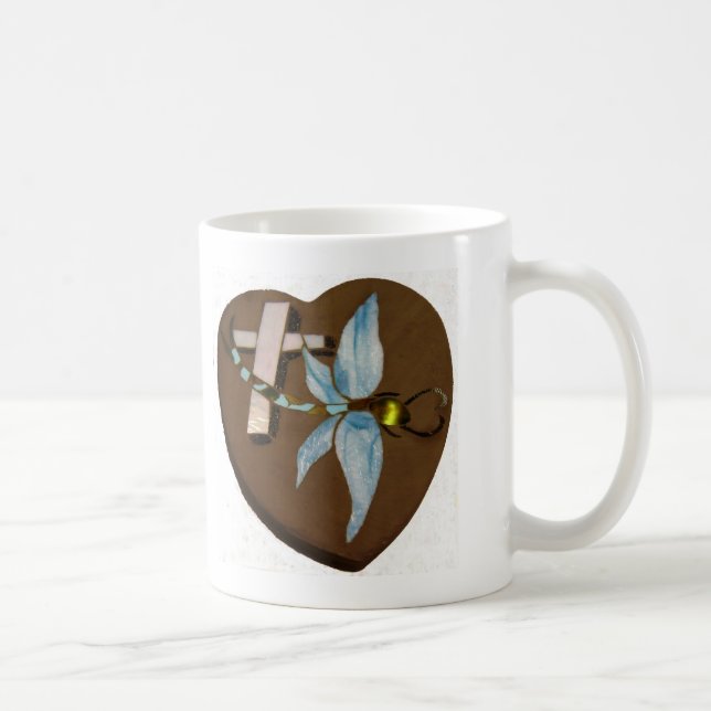Mug Libellule en verre souillé - amour, vie, et (Droite)