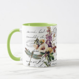 Mug libellule et fleurs