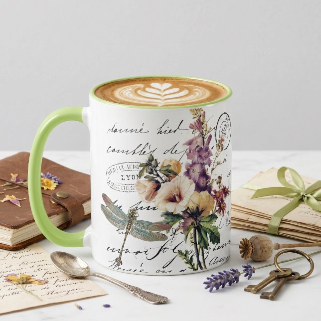 Mug Libellule et fleurs (Créateur téléchargé)