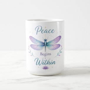 Mug Libellule Inspirante/La Paix Commence en Soi